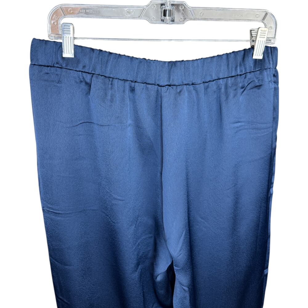 Jason Wu Blue Satin Ankle Pants M Elastic‎ Waist Pockets NWOT Stretch Business